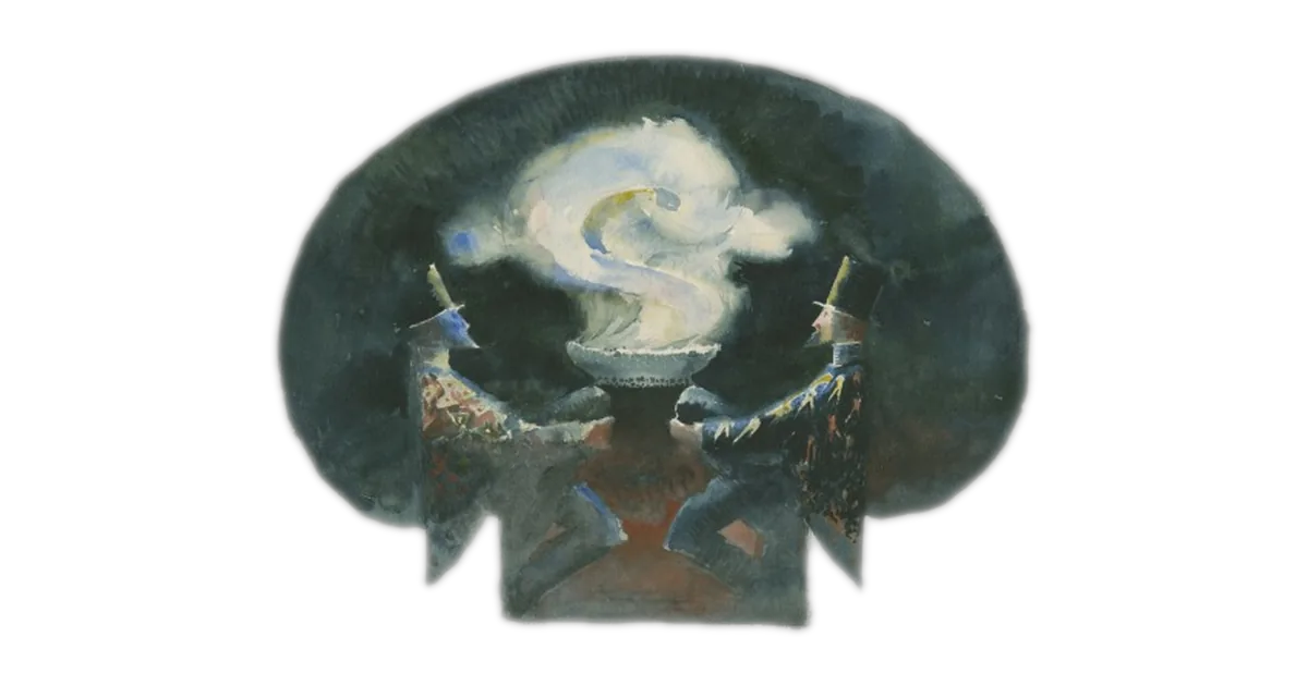 Watercolour of two figures under a glowing question-mark plume — featured image for Hello, world on getc.uk